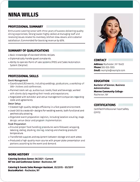 center resume template